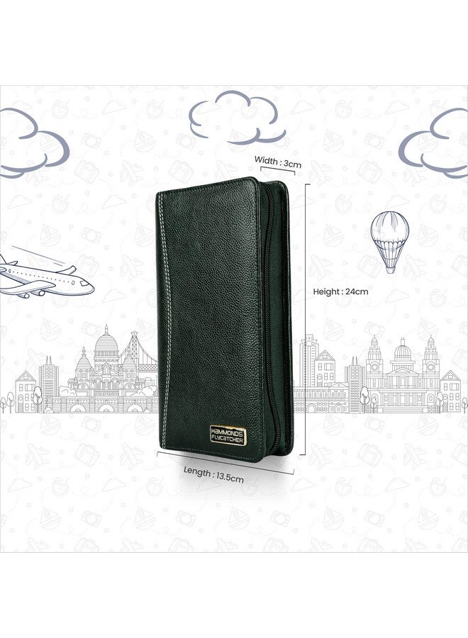 HAMMONDS FLYCATCHER Genuine Leather Passport Cover, Passport Holder for Men and Women - Travel Accessories Document Organizer, RFID Protected Passport Wallet with Card Slots for Trips - Green - Image 4