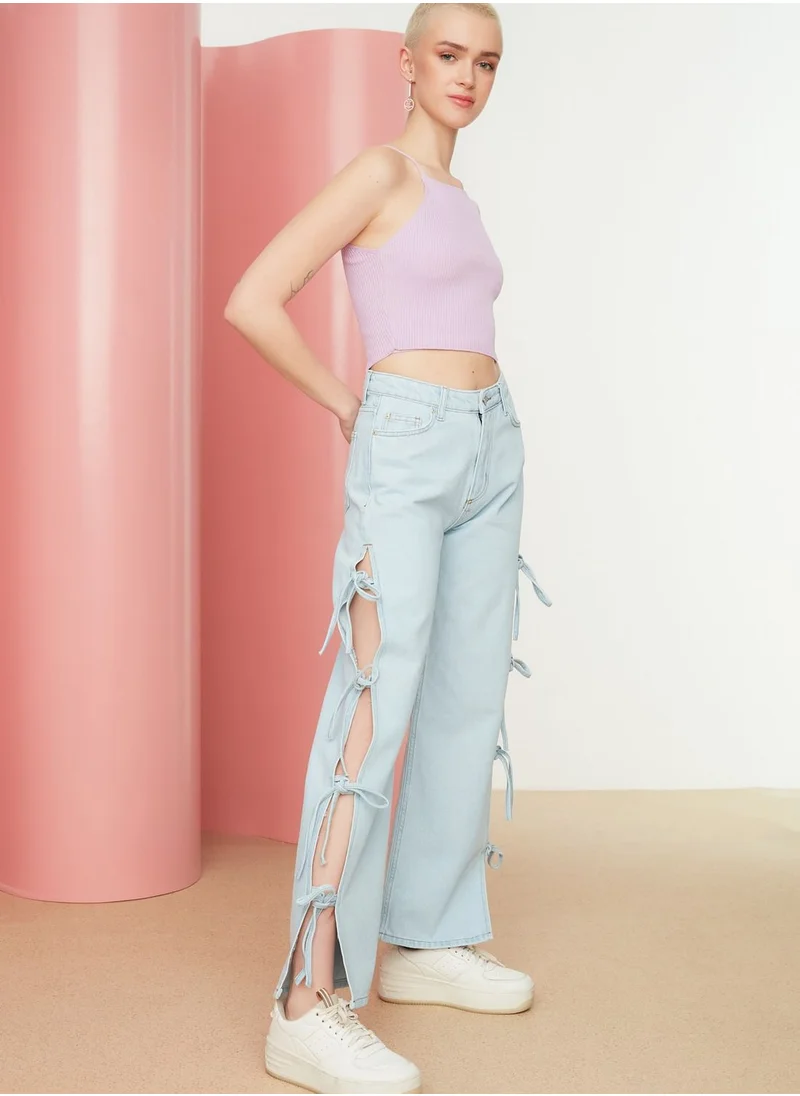 trendyol Tie Detail Wide Leg Jeans