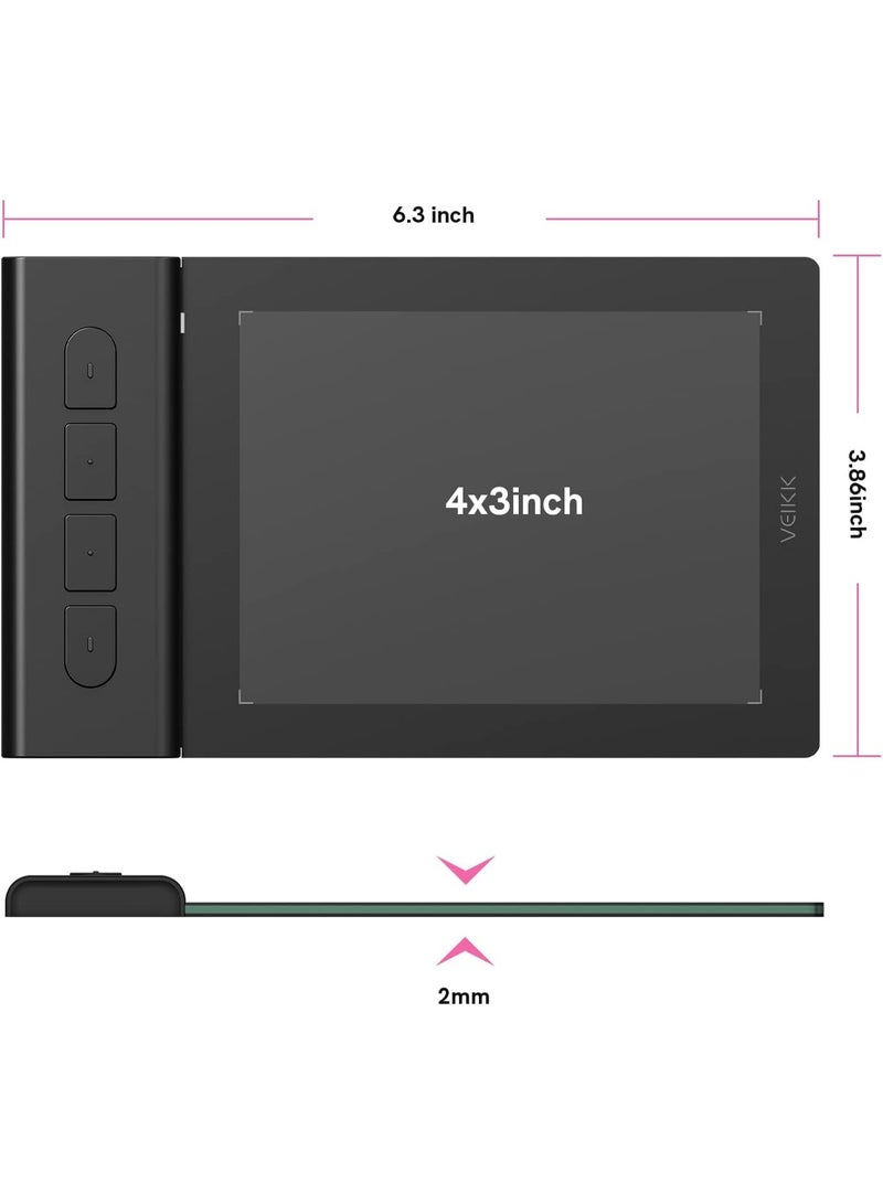 VEIKK VK430 Graphic Drawing Tablet with Battery-free Pen and 8192 Levels Compatible with Windows, Linux, Android, Mac and Chromebook - Image 2