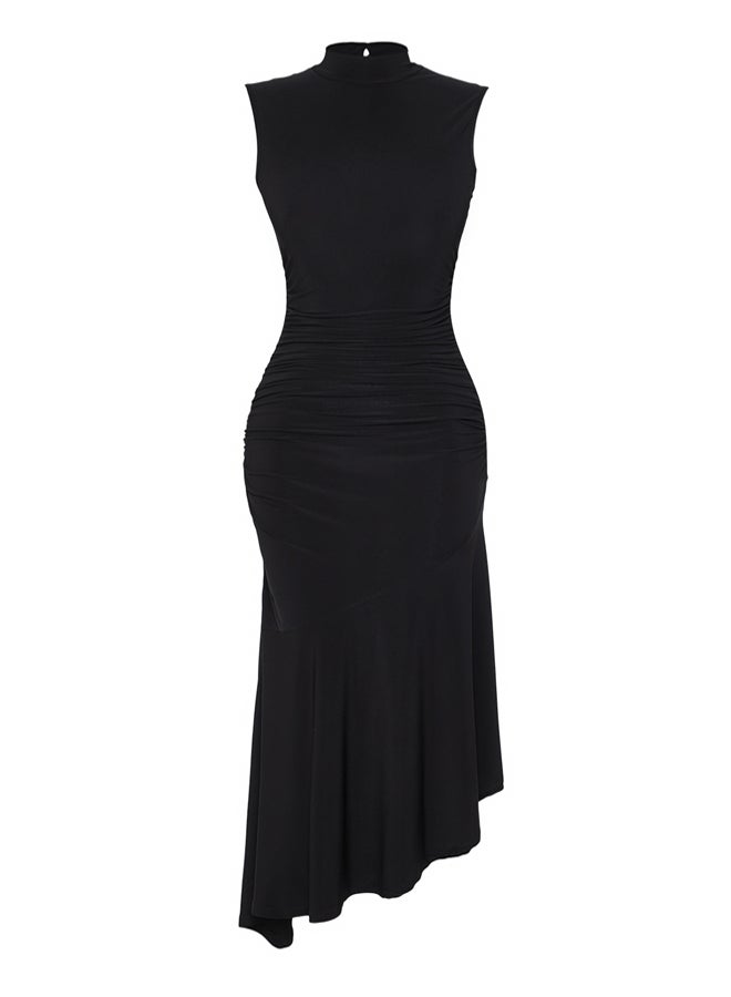trendyol Black Ruffle Detailed Knitted Elegant Evening Dress Graduation Dress - Image 3