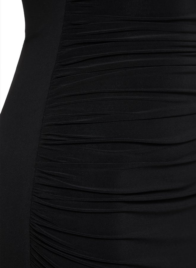 trendyol Black Ruffle Detailed Knitted Elegant Evening Dress Graduation Dress - Image 4