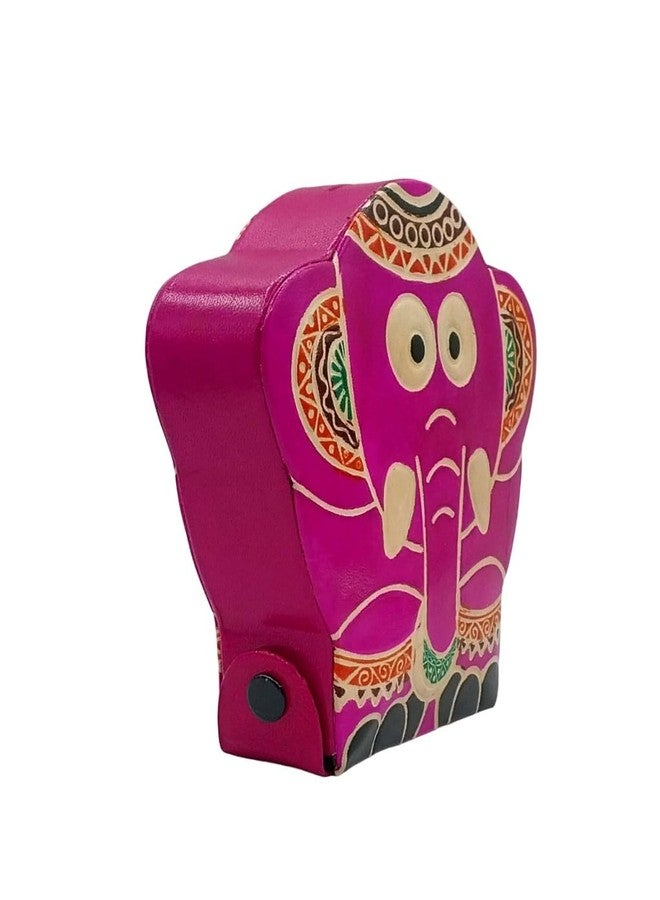 TEJ GIFTS حصالة نقود جلدية مصنوعة يدوياً من TEJ GIFTS - صندوق أنيق لتوفير المال للبالغين والأطفال، ديكور منزلي ومكتبي - (إكليل غانيش صغير وردي جديد) - Image 3