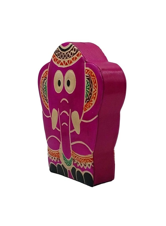 TEJ GIFTS حصالة نقود جلدية مصنوعة يدوياً من TEJ GIFTS - صندوق أنيق لتوفير المال للبالغين والأطفال، ديكور منزلي ومكتبي - (إكليل غانيش صغير وردي جديد) - Image 2