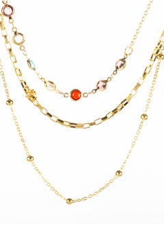 Colorful Zirconic Multi Layers Chinses Gold Necklace