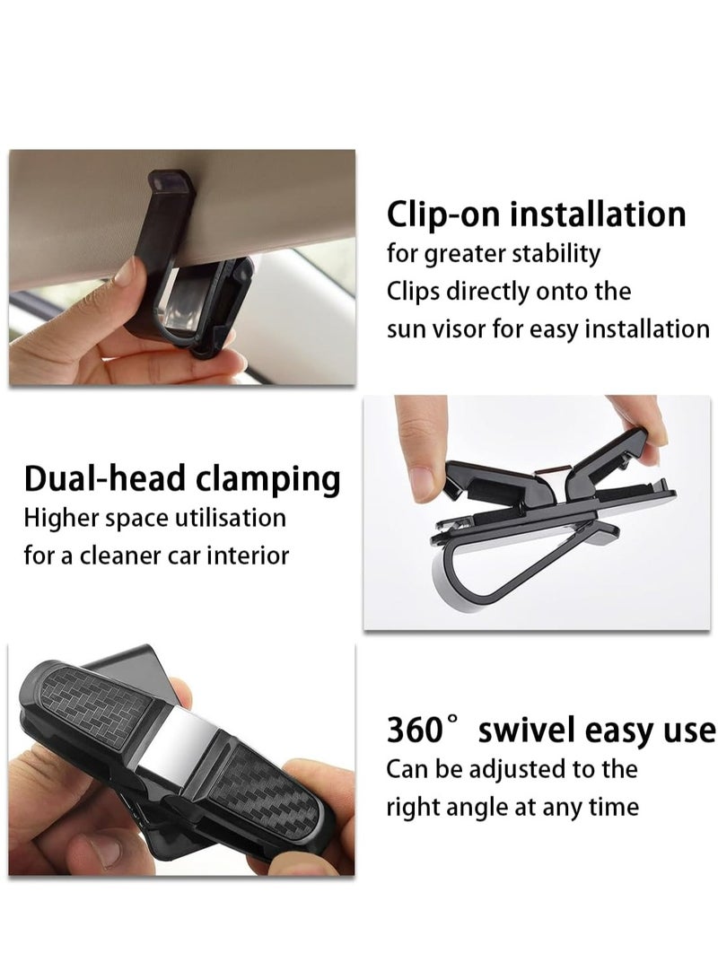 Loquat 2 Pcs Car Sun Visor Sunglasses Holder with 180° Rotation, Card Clip, and Vehicle Glasses Clips - Image 3
