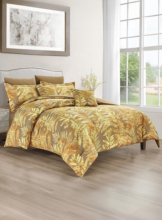 In-House Tulane | Comforter Set 8 Pieces - King - 260x240 cm - Light Brown & Gold  - Image 1
