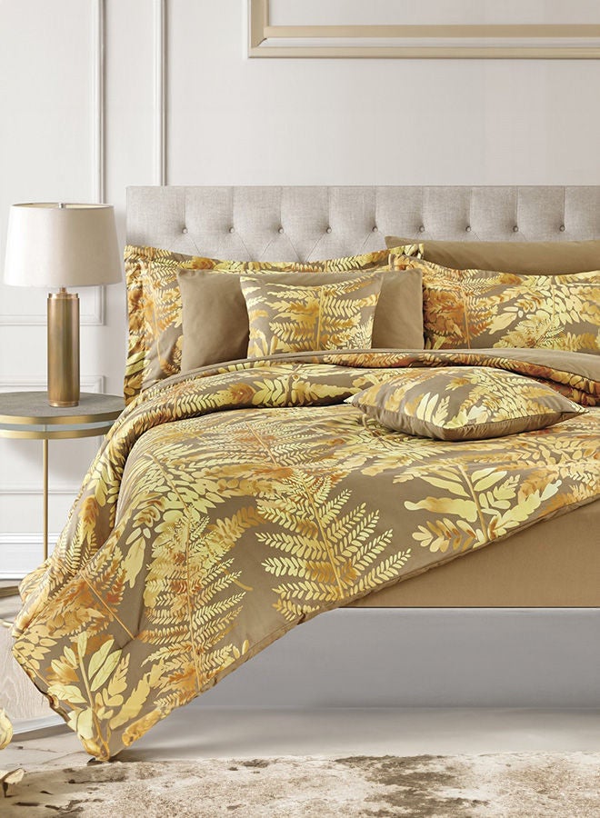 In-House Tulane | Comforter Set 8 Pieces - King - 260x240 cm - Light Brown & Gold  - Image 5