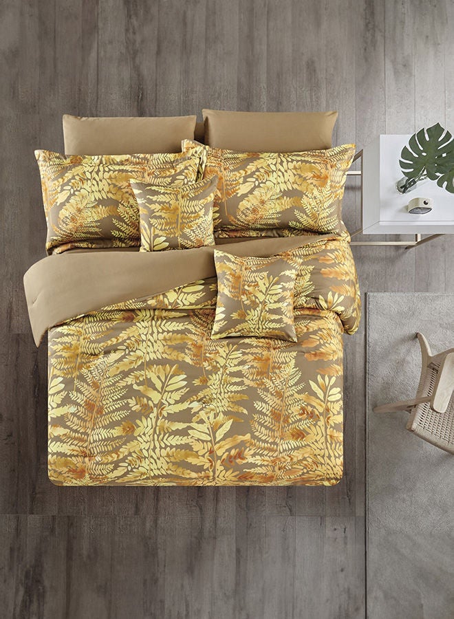 In-House Tulane | Comforter Set 8 Pieces - King - 260x240 cm - Light Brown & Gold  - Image 2