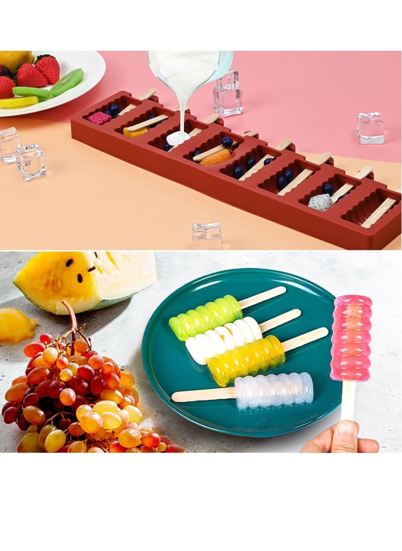 Y&D - Silicone Popsicle Moulds, 8 Cavities Ice Cream BPA Free Moulds for Kids, Reusable Pop Easy Release Maker Mould Home Office - Image 1