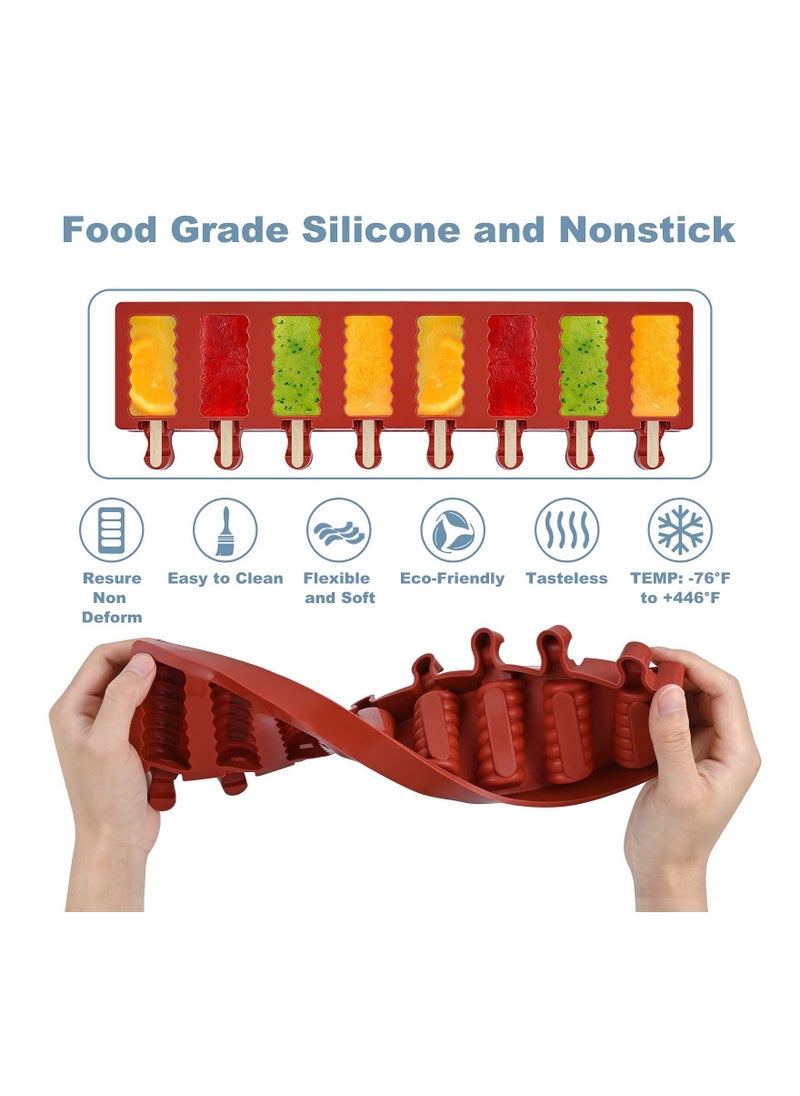 Y&D - Silicone Popsicle Moulds, 8 Cavities Ice Cream BPA Free Moulds for Kids, Reusable Pop Easy Release Maker Mould Home Office - Image 1