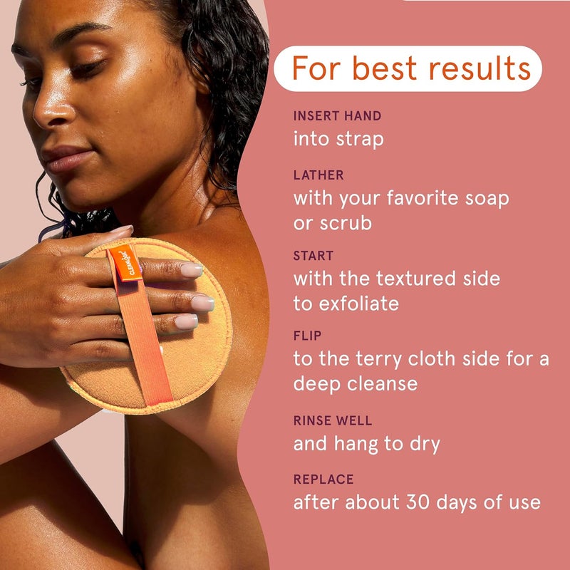 Clean Logic Bath and Body Exfoliating Body Scrubber, Dual-Texture Round Exfoliator Tool for Smooth, Clean Skin, Daily Skincare Routine, 3 Count Value Pack - Image 4