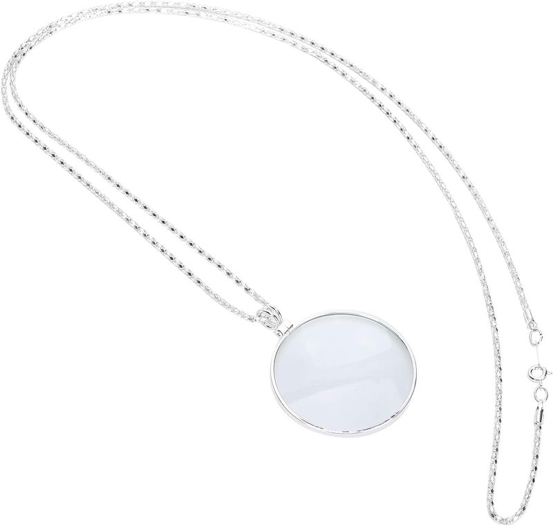 comfrt Hanging Magnifier, Mini Portable 5X Magnifier Necklace, Novelty Unisex Monocle, loupe Chain Jewelry Magnifier with Pendant Optical Lens, Increases Eyesight(Silver) - Image 1