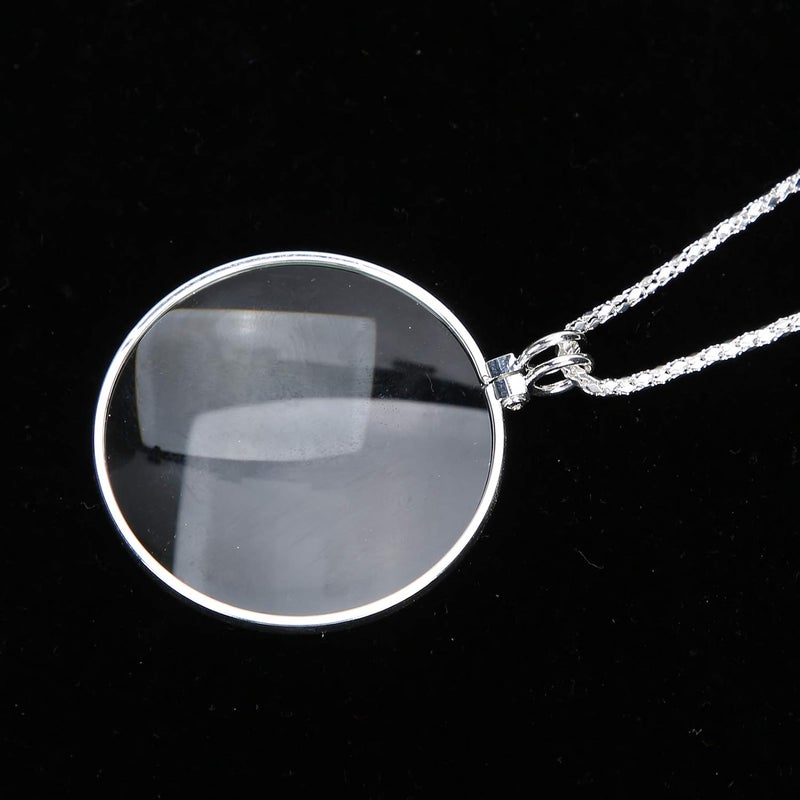 comfrt Hanging Magnifier, Mini Portable 5X Magnifier Necklace, Novelty Unisex Monocle, loupe Chain Jewelry Magnifier with Pendant Optical Lens, Increases Eyesight(Silver) - Image 4
