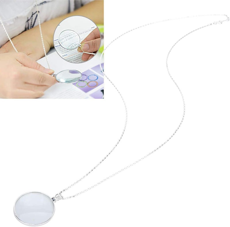 comfrt Hanging Magnifier, Mini Portable 5X Magnifier Necklace, Novelty Unisex Monocle, loupe Chain Jewelry Magnifier with Pendant Optical Lens, Increases Eyesight(Silver) - Image 2