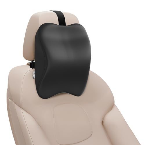 CareFoam Memory Foam Car Neck Pillow for Driving Comfort – Ergonomic Headrest Cushion for Neck & Spine Support – Adjustable Strap, Breathable Washable Cover, Ideal for Long Drives | Black Velvet - Image 1