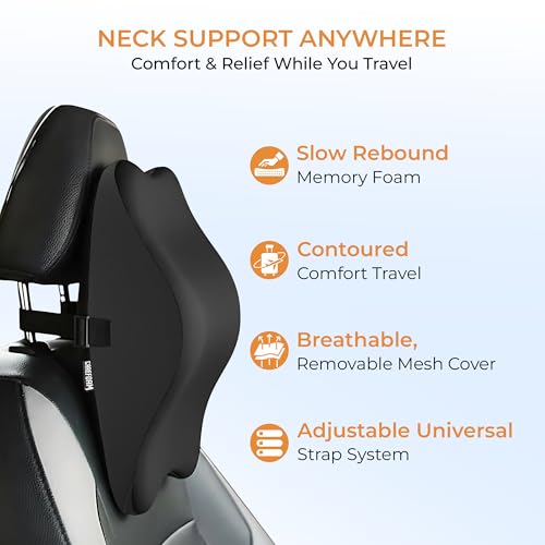 CareFoam Memory Foam Car Neck Pillow for Driving Comfort – Ergonomic Headrest Cushion for Neck & Spine Support – Adjustable Strap, Breathable Washable Cover, Ideal for Long Drives | Black Velvet - Image 4