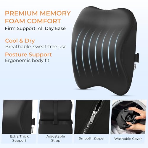 CareFoam Memory Foam Car Neck Pillow for Driving Comfort – Ergonomic Headrest Cushion for Neck & Spine Support – Adjustable Strap, Breathable Washable Cover, Ideal for Long Drives | Black Velvet - Image 3