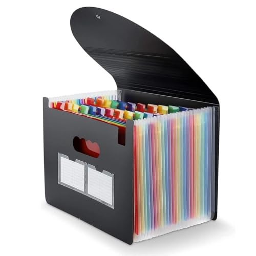 SGMVK Expanding File Folder Organizer with 24 Pockets, A4/Letter Size Accordion Document Organizer with Color Tabs, Portable Expanding File Box for Office, School, Home & Business - Image 1