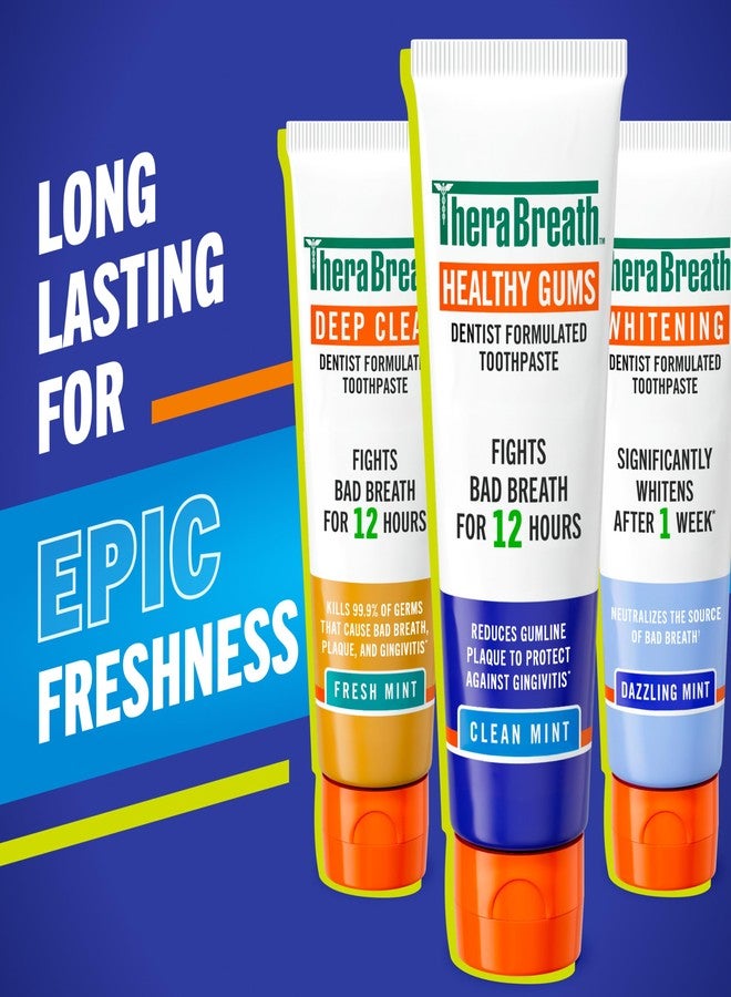 TheraBreath Healthy Gums Toothpaste, Fights Bad Breath for 12 Hours, with Stannous Fluoride for Anticavity & Gingivitis Protection, Clean Mint, 4 Oz, 2-Pack - Image 2