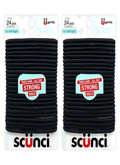 Scunci Thick Hair Black Elastics All Day Strong Hold NoDamage 5Mm Thickness 24Pieces Per Pack (2Pack)  - Image 1
