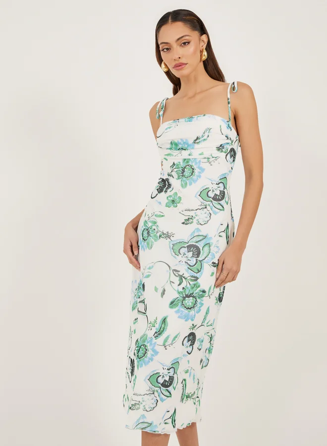 Styli Floral Tie-Strap Dress