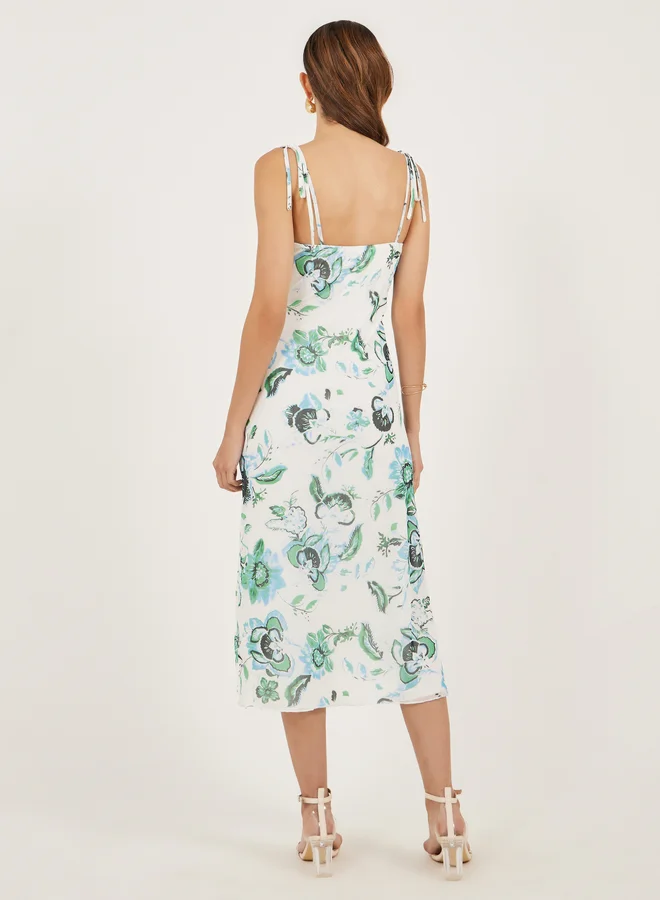 Styli Floral Tie-Strap Dress