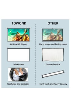 CityRiya-Long Projector Screen with Stand,100 Inch Portable Indoor Outdoor Projection Screen 16:9 Hd 4K Wrinkle-Free Outdoor Movies Screen Carrying Bag for Home Backyard Theater  - Image 5