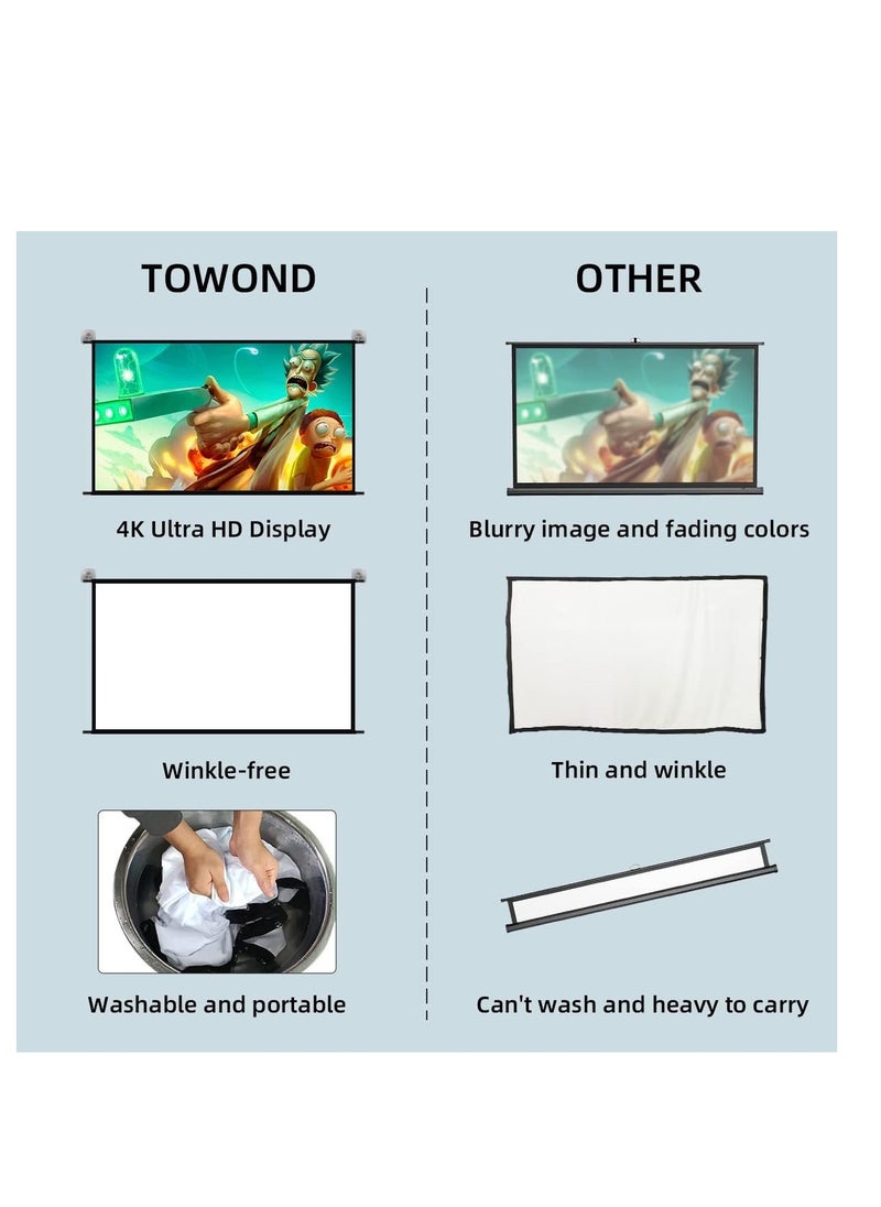 CityRiya-Long Projector Screen with Stand,100 Inch Portable Indoor Outdoor Projection Screen 16:9 Hd 4K Wrinkle-Free Outdoor Movies Screen Carrying Bag for Home Backyard Theater  - Image 5