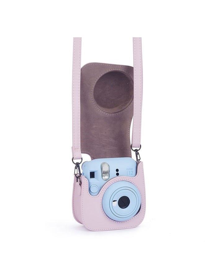 Phetium Instant mini 12 Camera Protective Case Compatible with Instax Mini 12 11,PU Leather Bag with Pocket and Adjustable Shoulder Strap (Blossom Pink) - Image 3