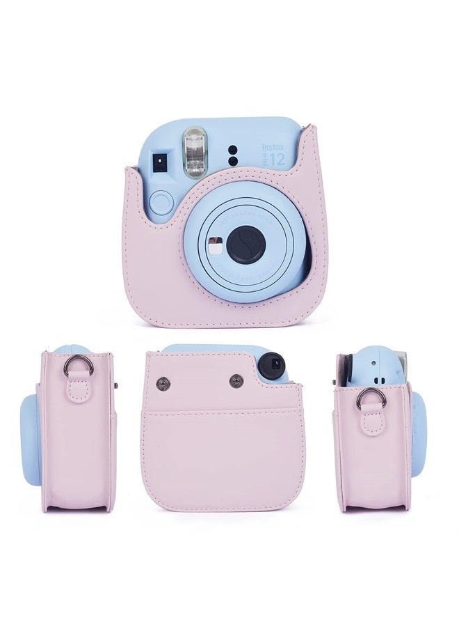 Phetium Instant mini 12 Camera Protective Case Compatible with Instax Mini 12 11,PU Leather Bag with Pocket and Adjustable Shoulder Strap (Blossom Pink) - Image 2