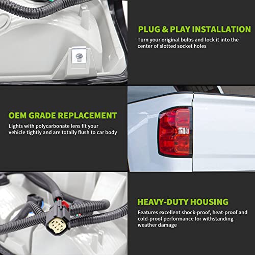 MOCW مجموعة ضوء الذيل الجانبي الأيسر MOCW متوافقة مع شيفروليه سيلفرادو 1500 2500 HD 3500HD من 2016-2018، لسيارة GMC سييرا 3500 HD، تشمل لمبات الفرامل وكابل التوصيل - Image 3