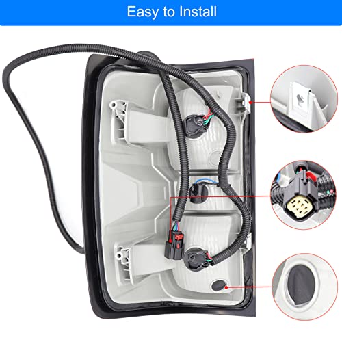 MOCW مجموعة ضوء الذيل الجانبي الأيسر MOCW متوافقة مع شيفروليه سيلفرادو 1500 2500 HD 3500HD من 2016-2018، لسيارة GMC سييرا 3500 HD، تشمل لمبات الفرامل وكابل التوصيل - Image 4