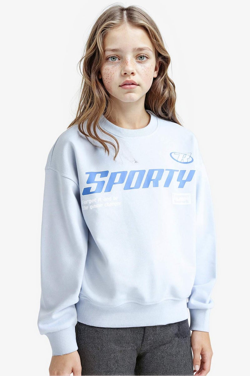 DeFacto Girl Relax Fit Crew Neck Printed Sweatshirt - Image 1