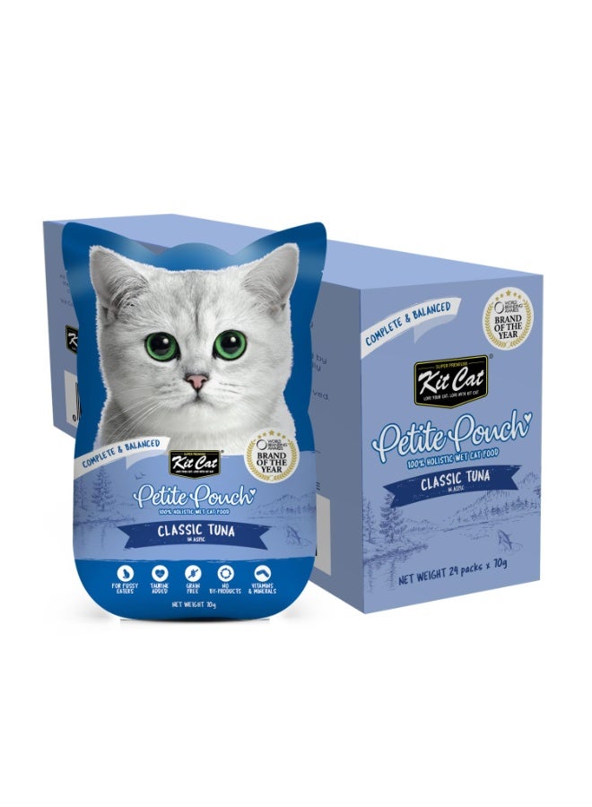 كيت كات طعام القطط الرطب الكلاسيكي بنكهة التونة من كيت كات، 24 عبوة × 10 جرام، وجبة كاملة ومتوازنة - Image 2