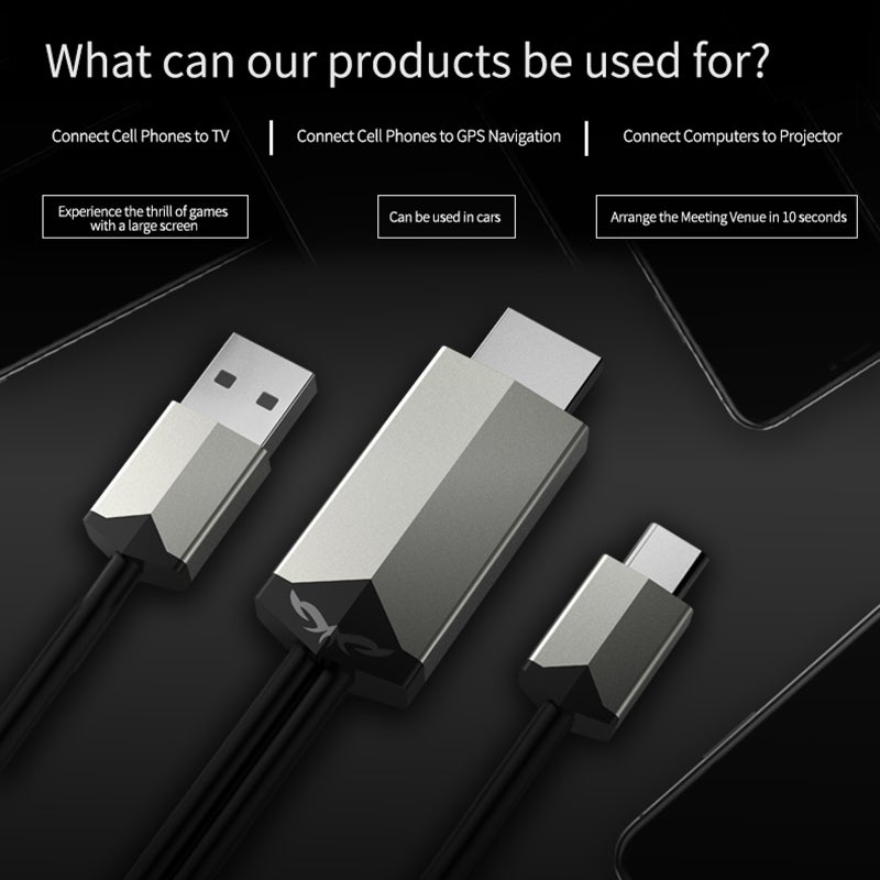 Mirascreen USB C to HD Cable 6.56ft 4K 30Hz Resolution - Plug Play Screen Mirroring for Home Office Travel - Image 3