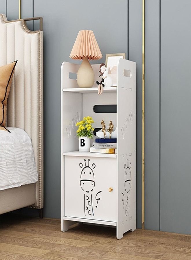 fashionhome رف خزانة أثاث منزلي متعدد الأغراض للحمام قائم على الأرض باللون الأبيض - Image 1
