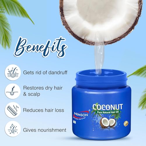 Nimson Coconut Hair Oil with Vitamin E | For Strong, Thick & Shiny Hair | Nourishing Formula | Unisex | 500ml - Image 3