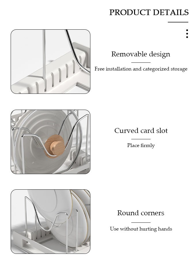 DUNISO Extendable Pot and Pan Rack Organizer, Adjustable Cabinet Shelf Storage for Kitchen, Kitchen Organizer，Cookware Storage，Under Sink Retractable  for  Pots, Lids, Baking Sheets - Image 3