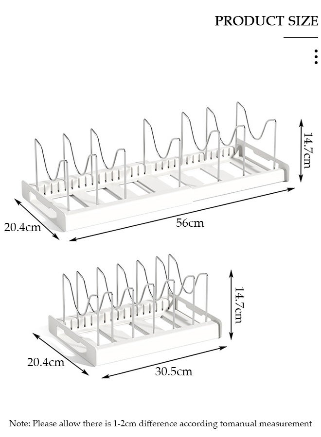 DUNISO Extendable Pot and Pan Rack Organizer, Adjustable Cabinet Shelf Storage for Kitchen, Kitchen Organizer，Cookware Storage，Under Sink Retractable  for  Pots, Lids, Baking Sheets - Image 2