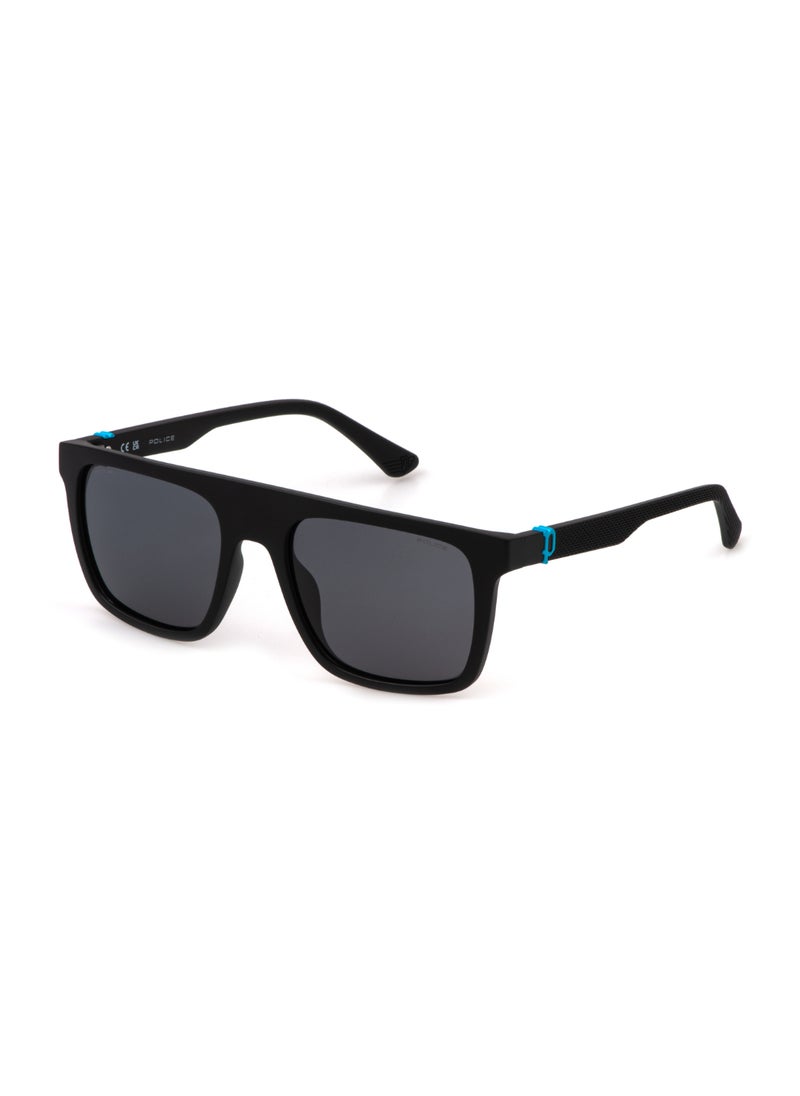 POLICE - Men's Square Shape Polarized  Sunglasses SPLF61M55U28F - Lens Size: 55 Mm - Matt Black - Image 1