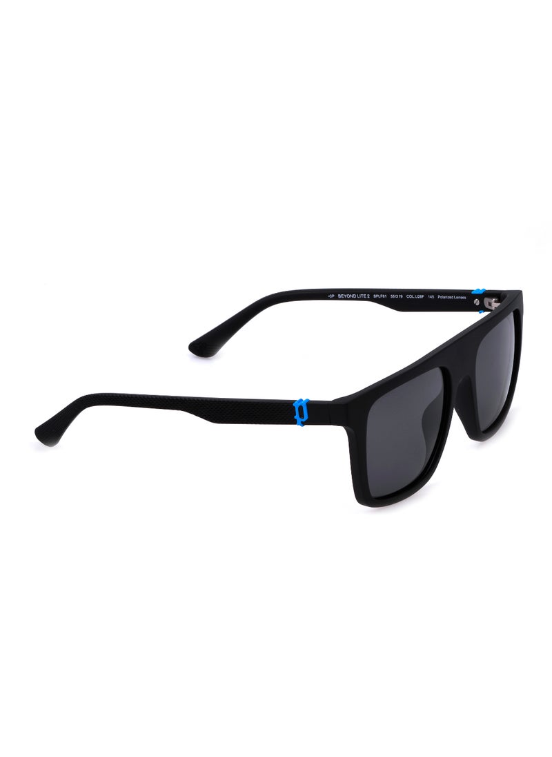 POLICE - Men's Square Shape Polarized  Sunglasses SPLF61M55U28F - Lens Size: 55 Mm - Matt Black - Image 1