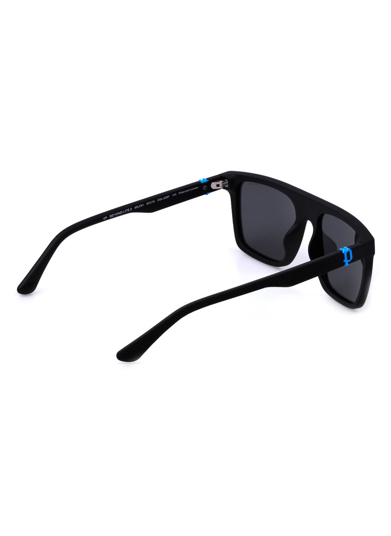 POLICE - Men's Square Shape Polarized  Sunglasses SPLF61M55U28F - Lens Size: 55 Mm - Matt Black - Image 1