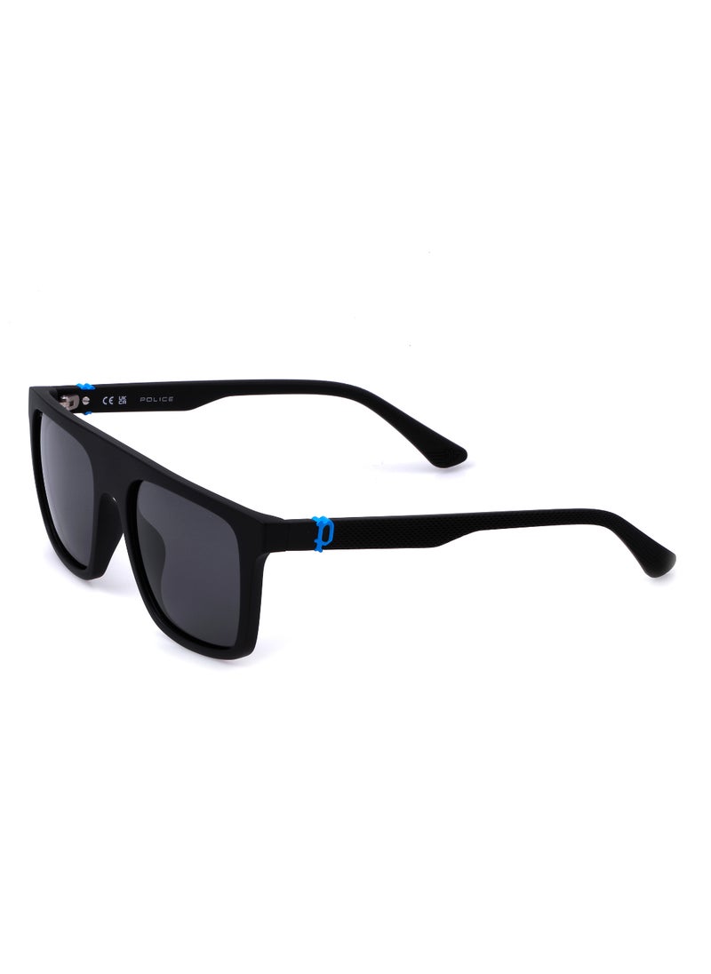 POLICE - Men's Square Shape Polarized  Sunglasses SPLF61M55U28F - Lens Size: 55 Mm - Matt Black - Image 1