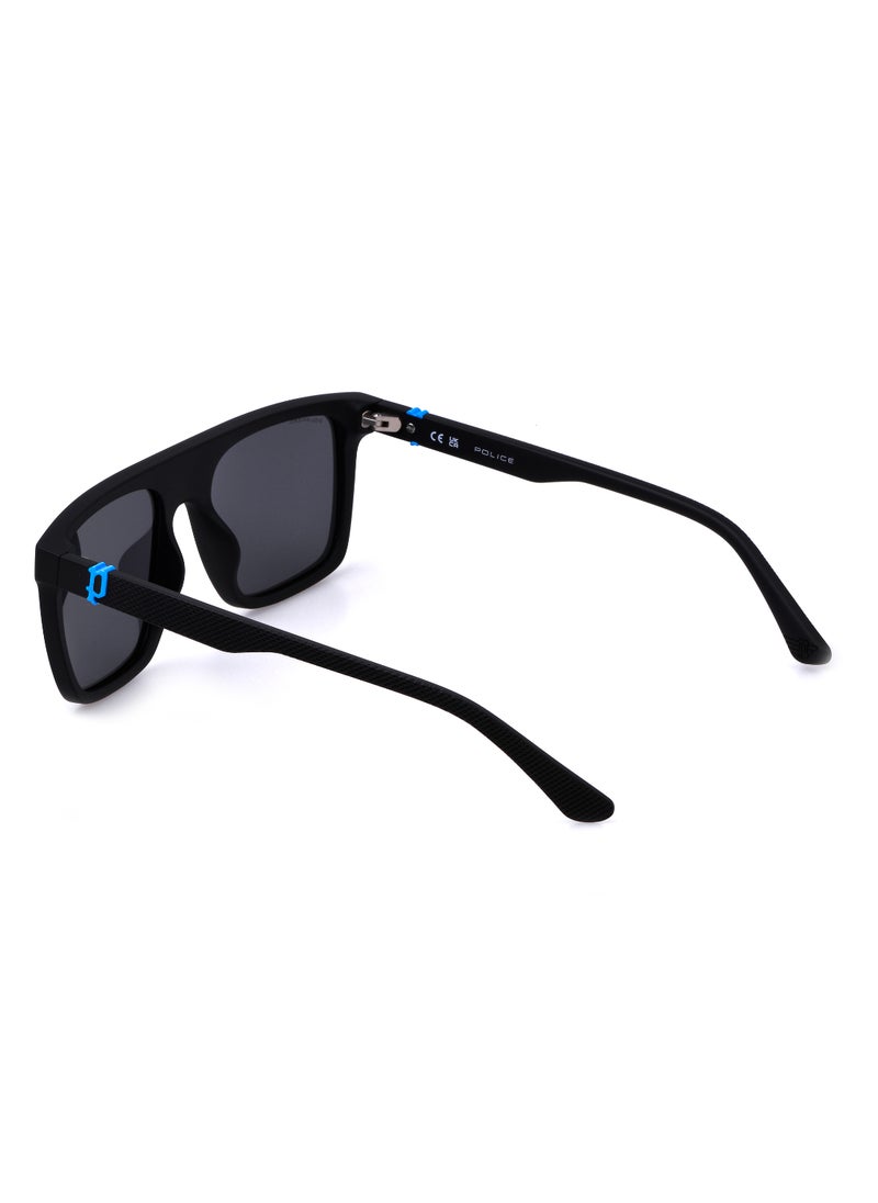 POLICE - Men's Square Shape Polarized  Sunglasses SPLF61M55U28F - Lens Size: 55 Mm - Matt Black - Image 1