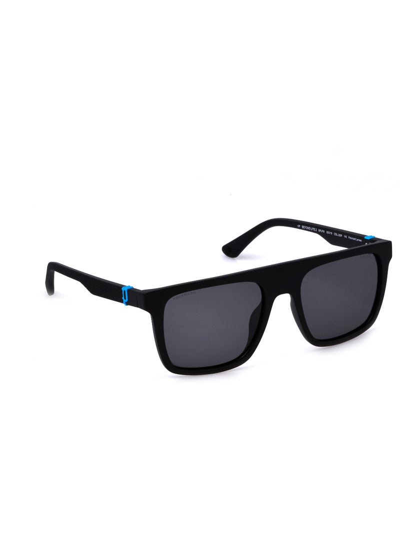 POLICE - Men's Square Shape Polarized  Sunglasses SPLF61M55U28F - Lens Size: 55 Mm - Matt Black - Image 1