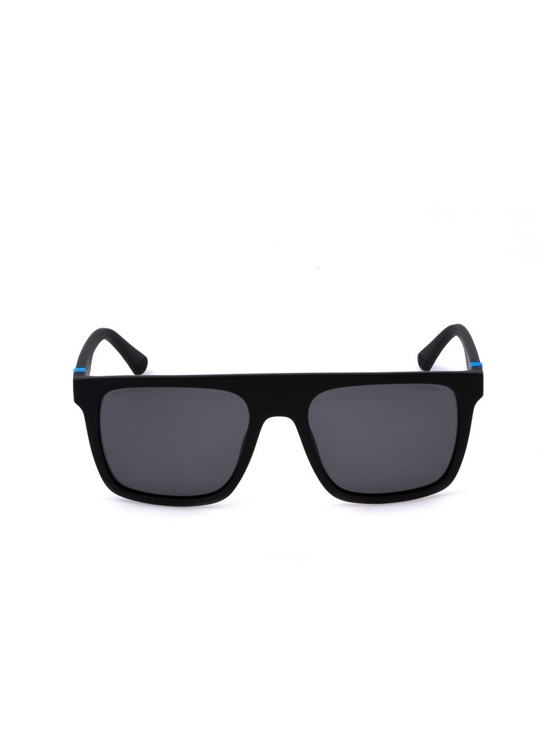 POLICE - Men's Square Shape Polarized  Sunglasses SPLF61M55U28F - Lens Size: 55 Mm - Matt Black - Image 1