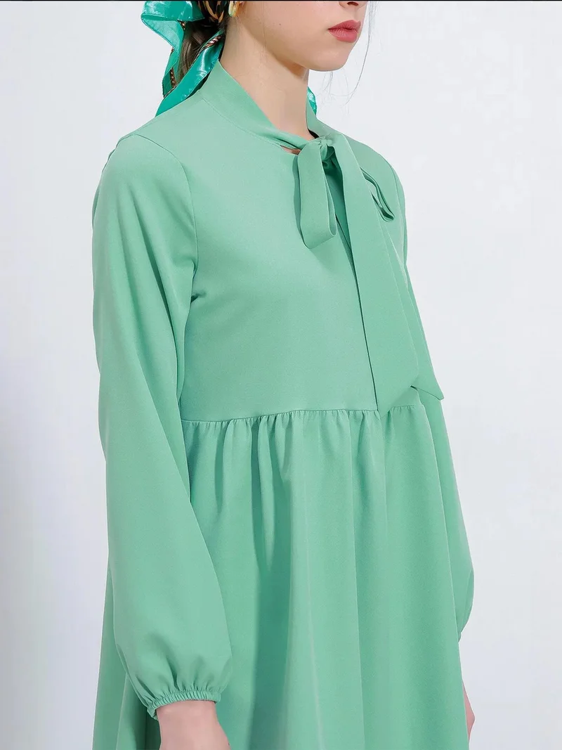 Big Dart Mint Green BDART Long Tunic and Pants Two-Piece Set with Shirt Collar for Women | Best Price UAE