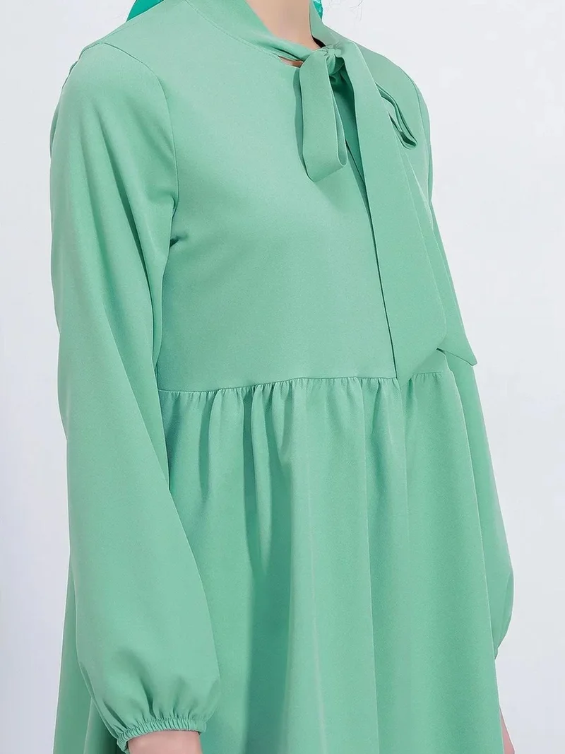 Big Dart Mint Green BDART Long Tunic and Pants Two-Piece Set with Shirt Collar for Women | Best Price UAE