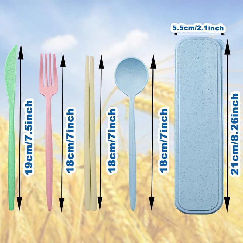 ELANE 4 Sets Reusable Travel Utensils Set with Case,Camping Cutlery Set Reusable Cutlery Set with Case,Utensil Sets for Lunch Picnic Daily Use Outdoor - Image 2