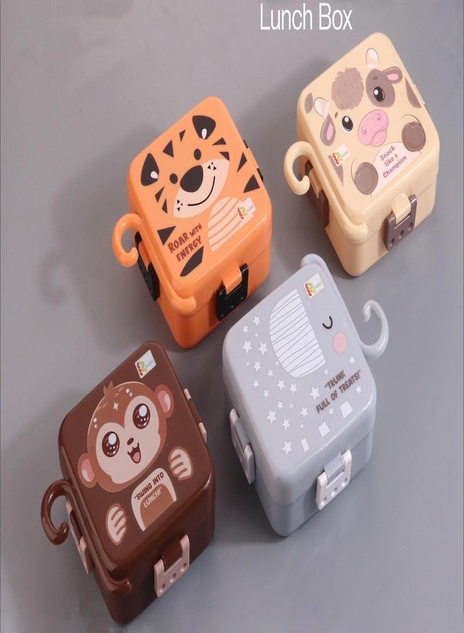 TOP TRICK Kids Lunch Box Set with 2 Compartments, Includes Fork Tiffin Box for Kids BPA-Free Plastic, 500ml Capacity-1pcs - Image 3